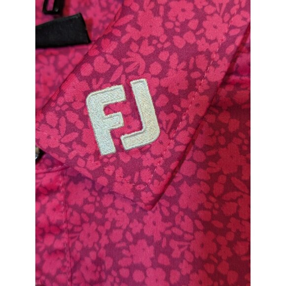 FootJoy FJ Pink Floral Polo Shirt M World Tour Golf Links Embroidered Logo Short - Picture 4 of 5